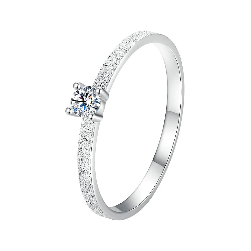 Deva 925 Sterling Silver Round Cut Solitaire Engagement Rings