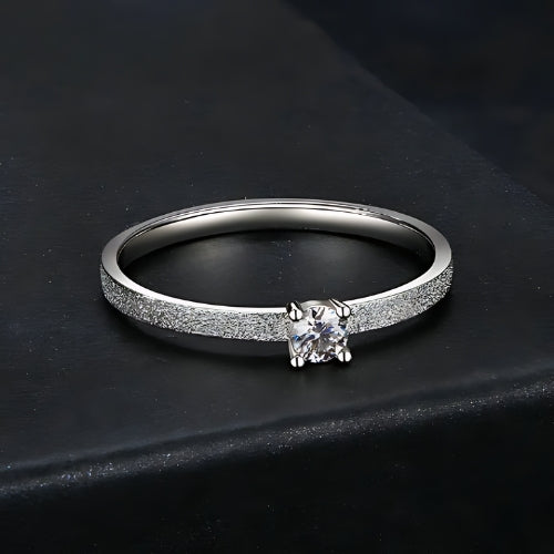 Deva 925 Sterling Silver Round Cut Solitaire Engagement Rings Front View