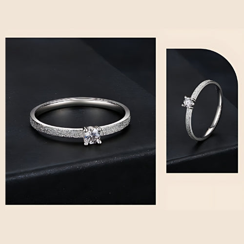 Deva 925 Sterling Silver Round Cut Solitaire Engagement Rings  Side Shot