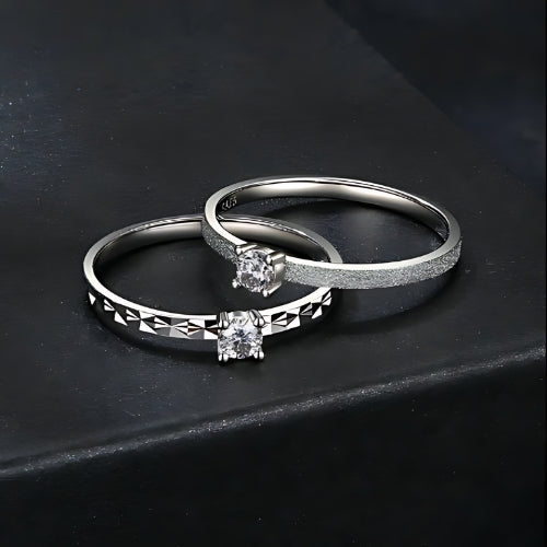 Deva 925 Sterling Silver Round Cut Solitaire Engagement Rings Side View