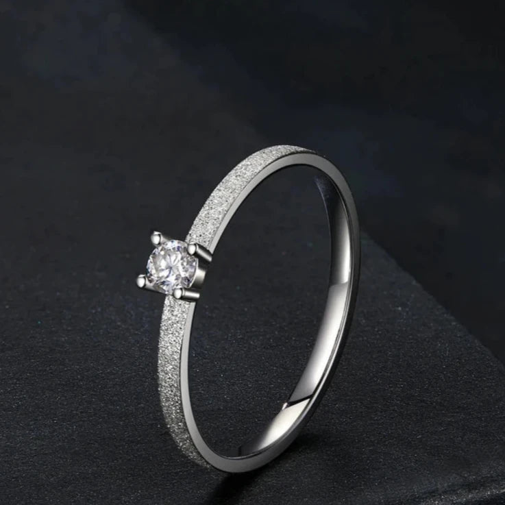 Deva 925 Sterling Silver Round Cut Solitaire Engagement Rings Stand View