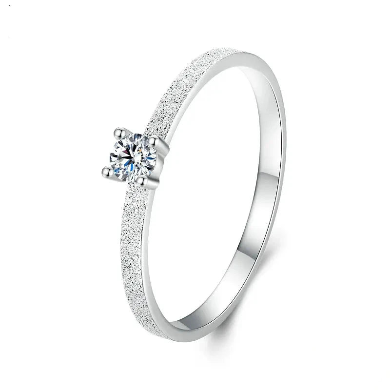 Deva 925 Sterling Silver Round Cut Solitaire Engagement Rings White View