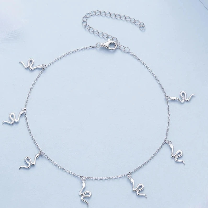 Deva 925 Sterling Silver Small Snake Ankle Anklet | Silver Anklets