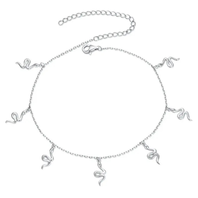 Deva 925 Sterling Silver Small Snake Ankle Anklet | Silver Anklets