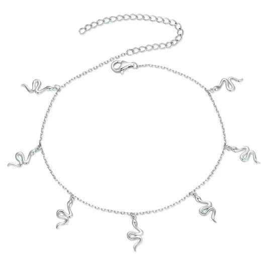 Deva 925 Sterling Silver Small Snake Ankle Anklet | Silver Anklets