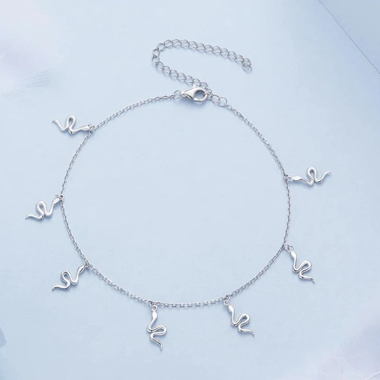 Deva 925 Sterling Silver Small Snake Ankle Anklet | Silver Anklets