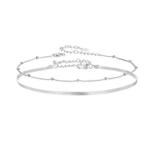 Deva 925 Sterling Silver Snake Chain Ankle Anklet | Silver Anklets | Silver Jewelry | Ankle Bracelet | Fashion Accessories