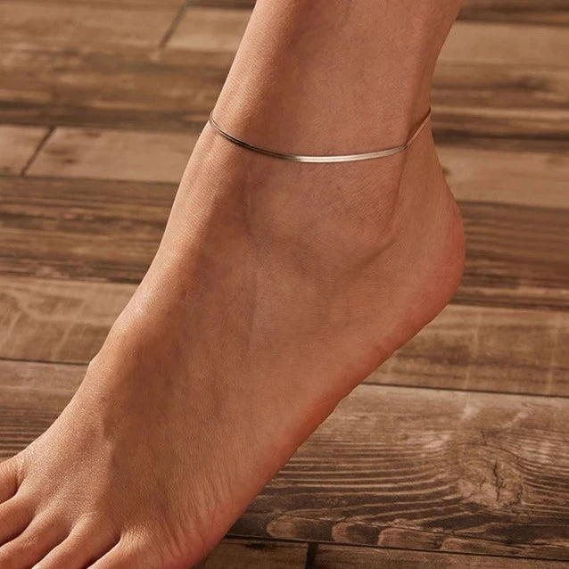 Deva 925 Sterling Silver Snake Chain Ankle Anklet | Silver Anklets | Silver Jewelry | Ankle Bracelet | Fashion Accessories