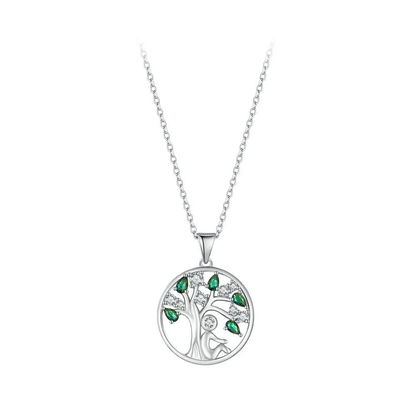 Deva 925 Sterling Silver Tree of Life Necklace Front View