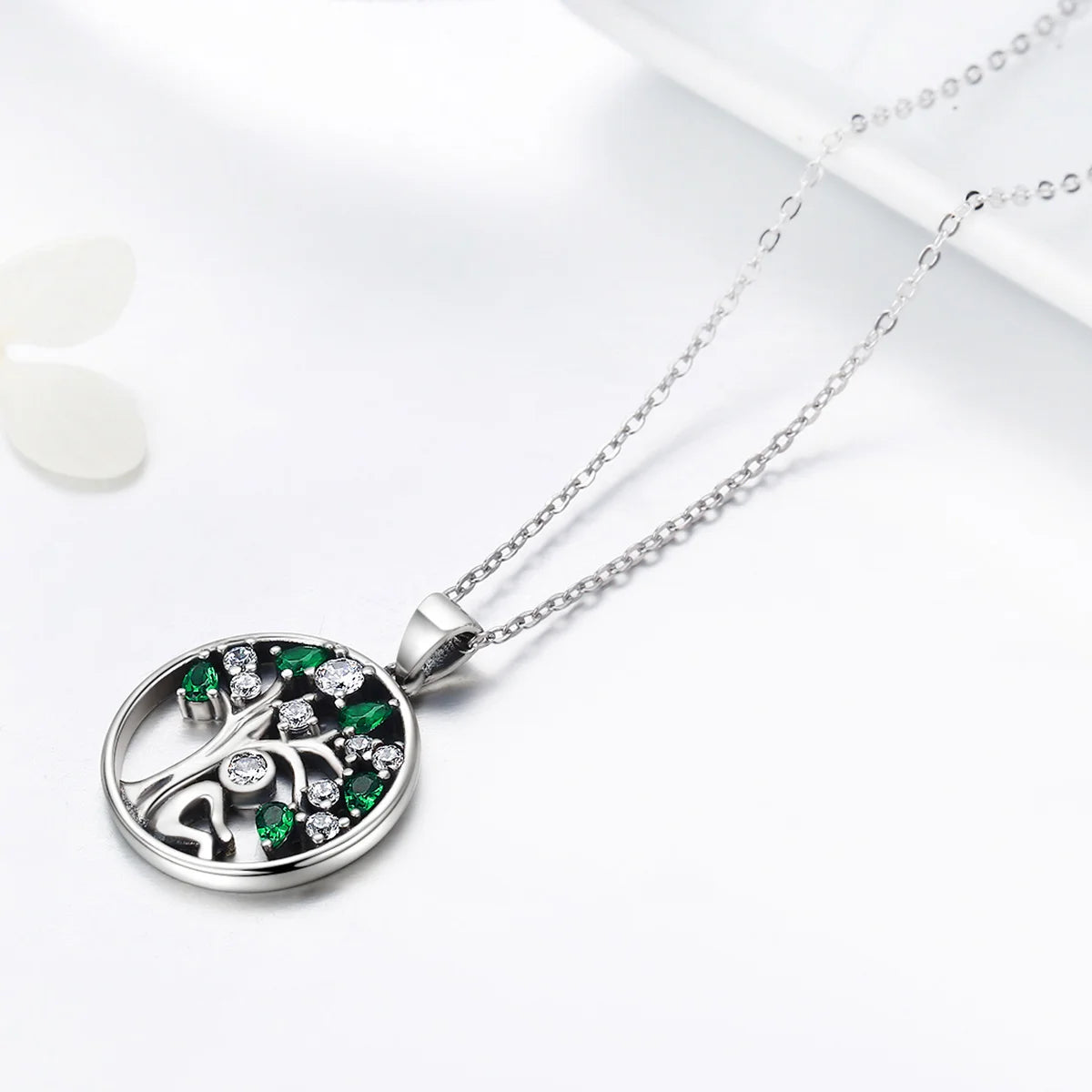 Deva 925 Sterling Silver Tree of Life Necklace Side View