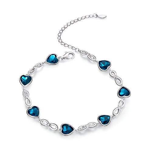 Deva Blue Heart Luxury 100% 925 Sterling Silver Bracelets