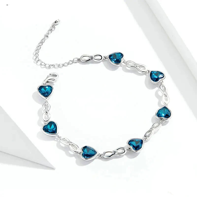 Deva Blue Heart Luxury 100% 925 Sterling Silver Bracelets