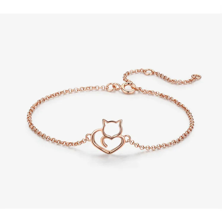 Deva Cat And Heart 100% 925 Sterling | Gold Bracelets | Silver Bracelets