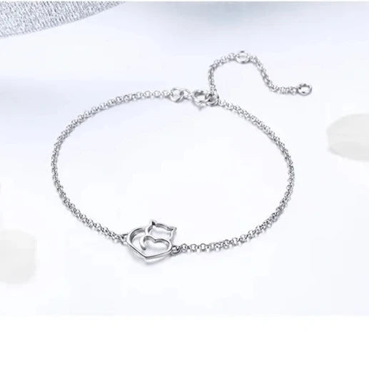 Deva Cat And Heart 100% 925 Sterling | Gold Bracelets | Silver Bracelets