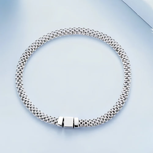 Deva Classic Square Buckle 100% 925 Sterling Silver Bracelets Front