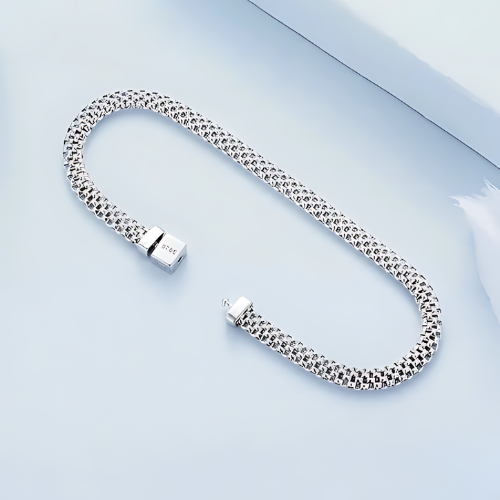 Deva Classic Square Buckle 100% 925 Sterling Silver Bracelets Side View