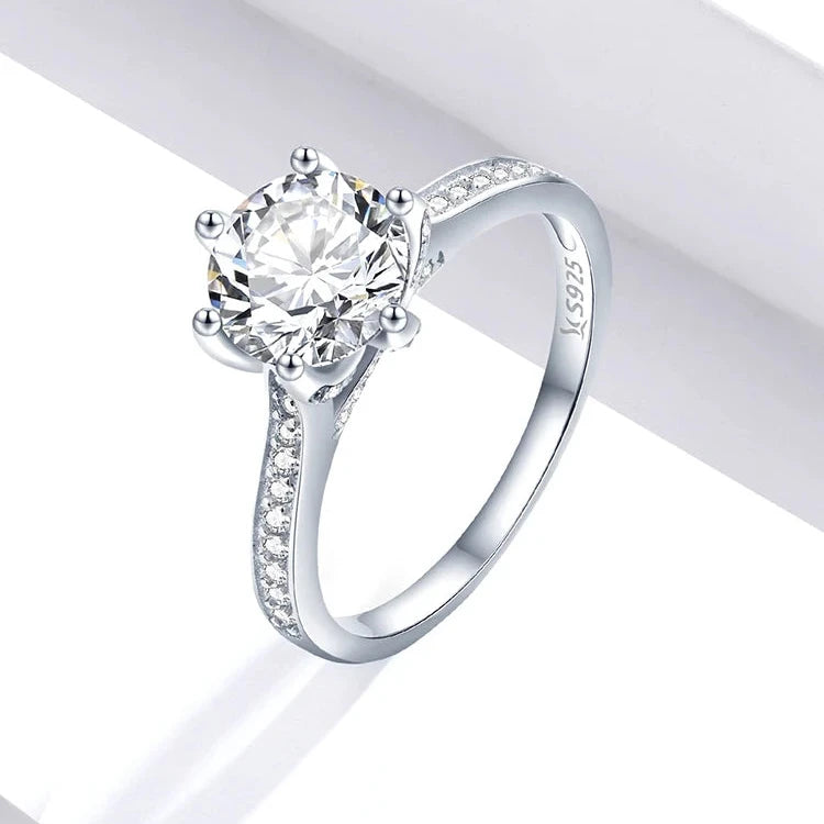 Deva Fine 100% 925 Sterling Silver Prong Setting Rings Gray Background