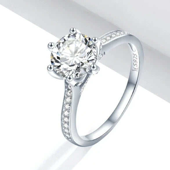 Deva Fine 100% 925 Sterling Silver Prong Setting Rings Gray Background 2