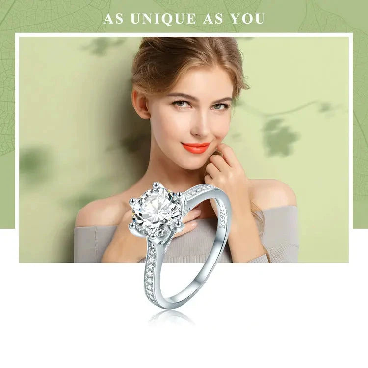 Deva Fine 100% 925 Sterling Silver Prong Setting Rings Unique Shot