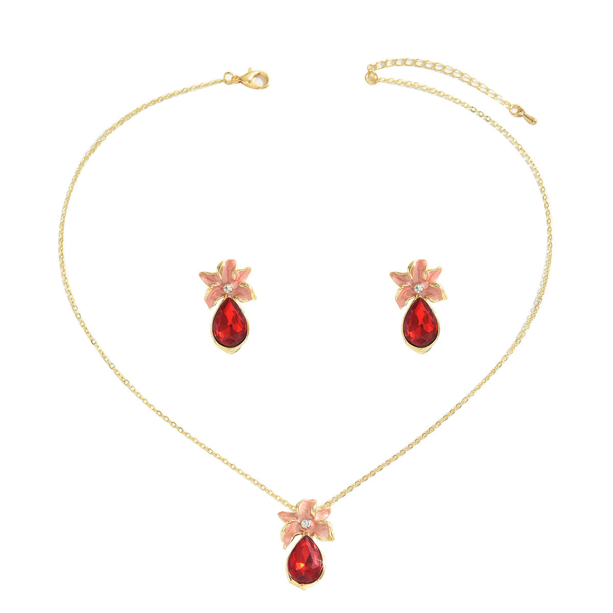 Deva Flower Copper Necklace And Earrings Jewelry Set