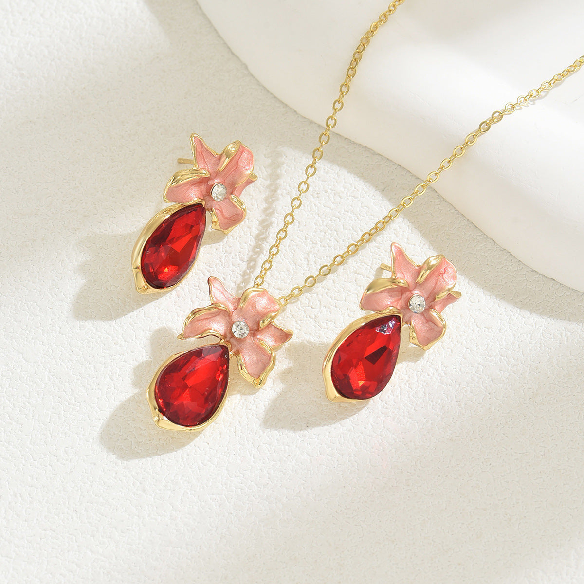 Deva Flower Copper Necklace And Earrings view