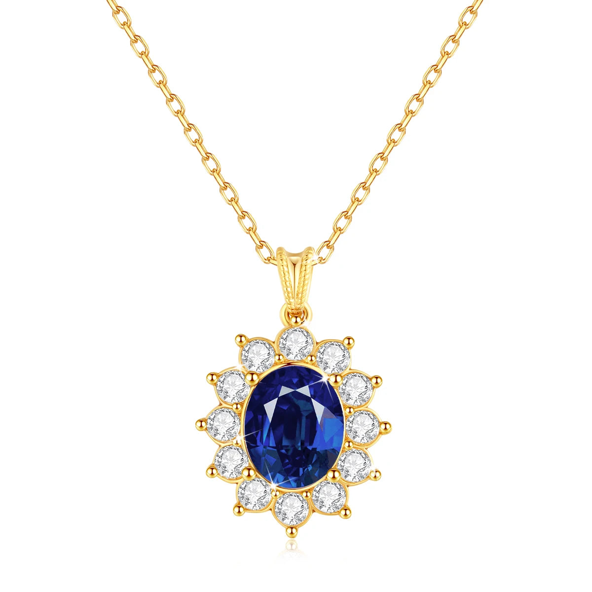Deva Gold Real 18k Emerald Gold Necklaces Blue