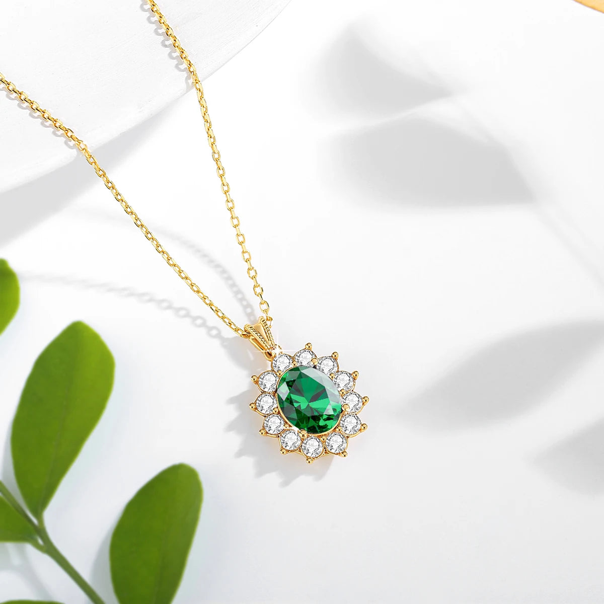 Deva Gold Real 18k Emerald Gold Necklaces Green Front