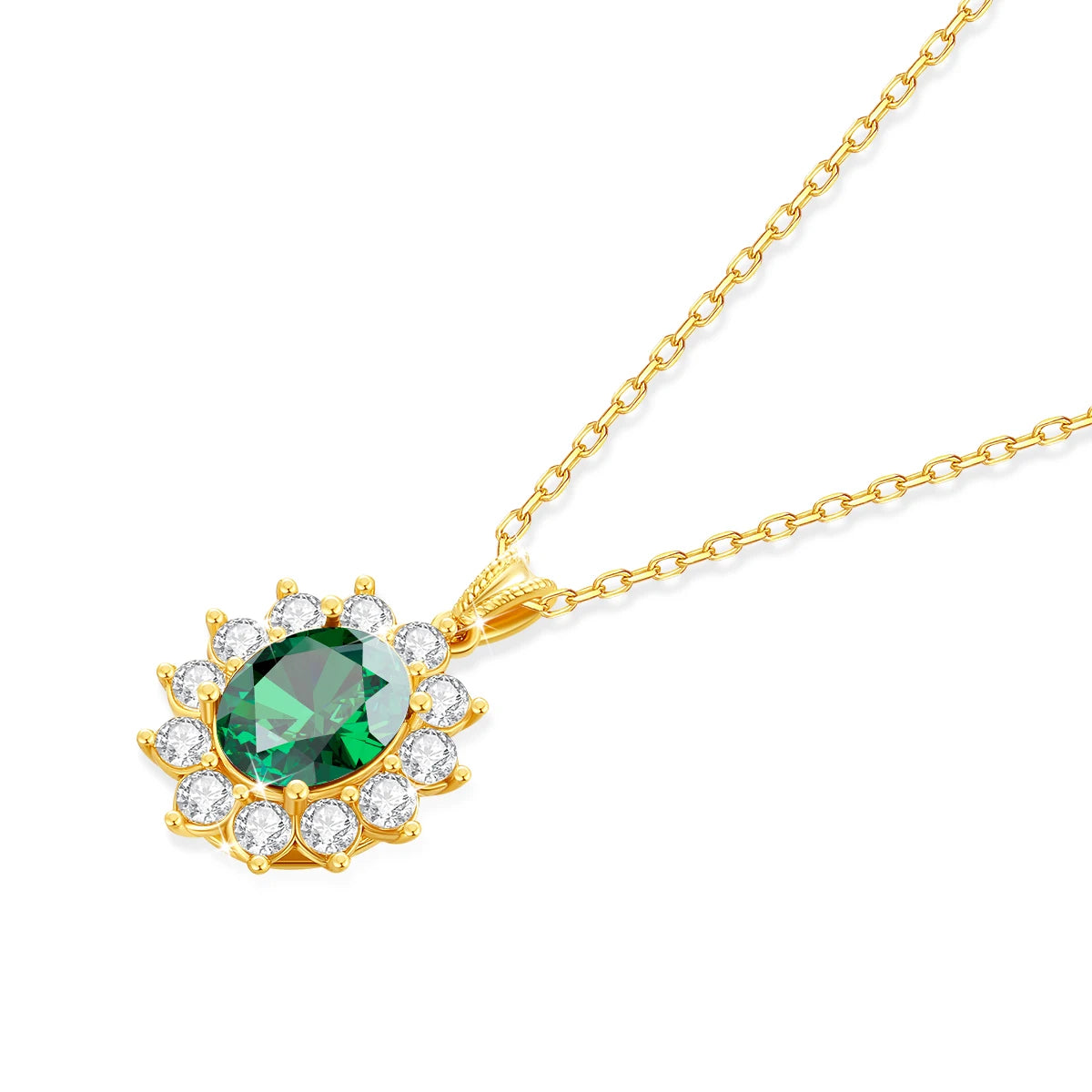 Deva Gold Real 18k Emerald Gold Necklaces Green Side
