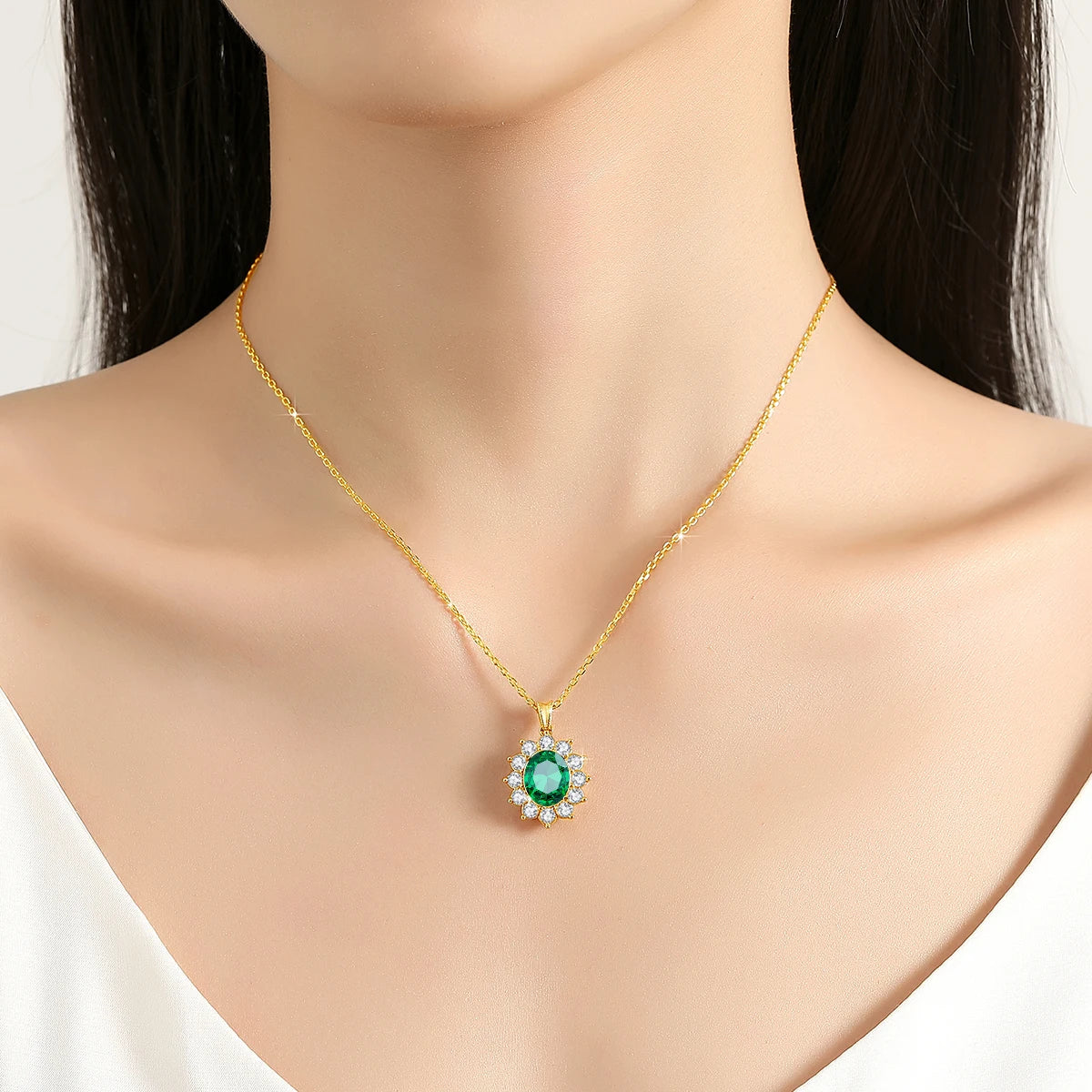 Real Gold 18k Emerald Gold Necklaces Deva Glow