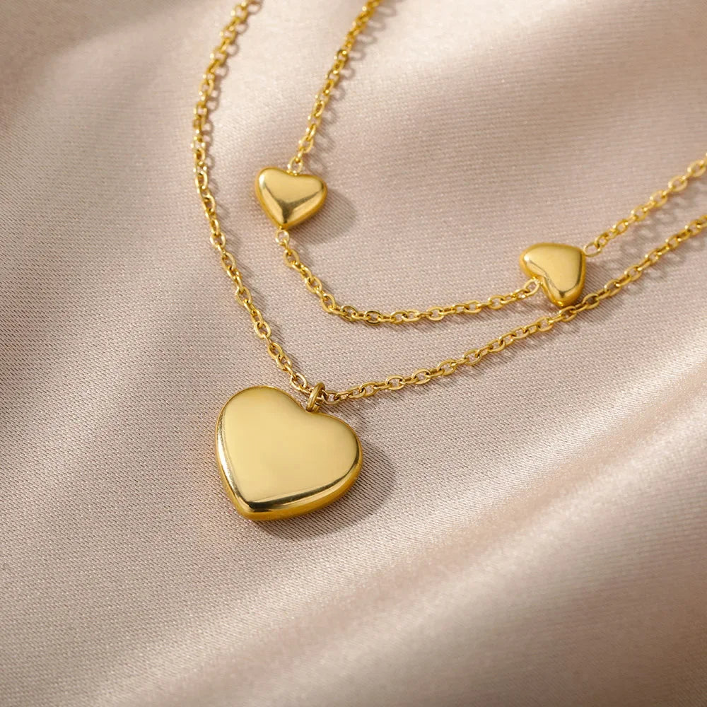 Deva Heart Fashion Stainless Steel Necklaces Heart Close View