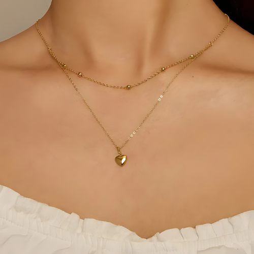 Deva Heart Pendant 100% 925 Sterling Silver Necklaces Silver Gold Wearing Shot