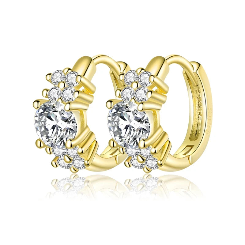 Deva Luxury Crystal 100% 925 Sterling Silver Hoop Earrings