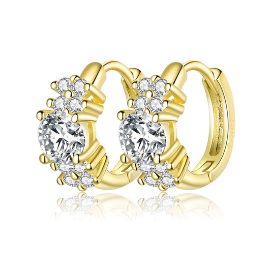 Deva Luxury Crystal 100% 925 Sterling Silver Hoop Earrings