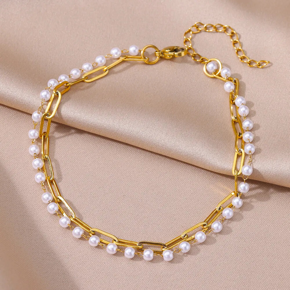 Deva Pearl Chain Ankle Anklet | Silver Anklets 