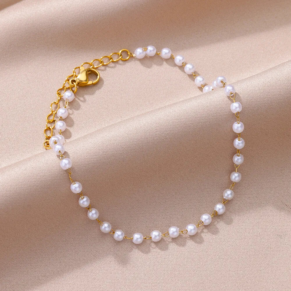 Deva Pearl Chain Ankle Anklet | Silver Anklets 