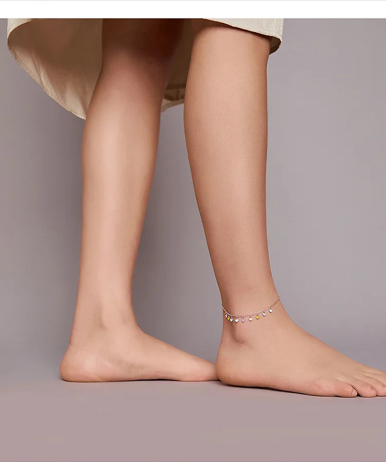 Deva Rainbow Love 925 Sterling Silver Ankle Anklet | Silver Anklets | Anklet Bracelet