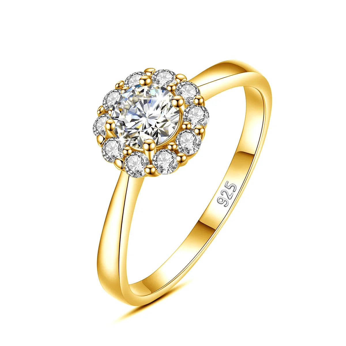 Deva Real 925 Sterling Moissanite Diamond Silver Rings Gold White Background