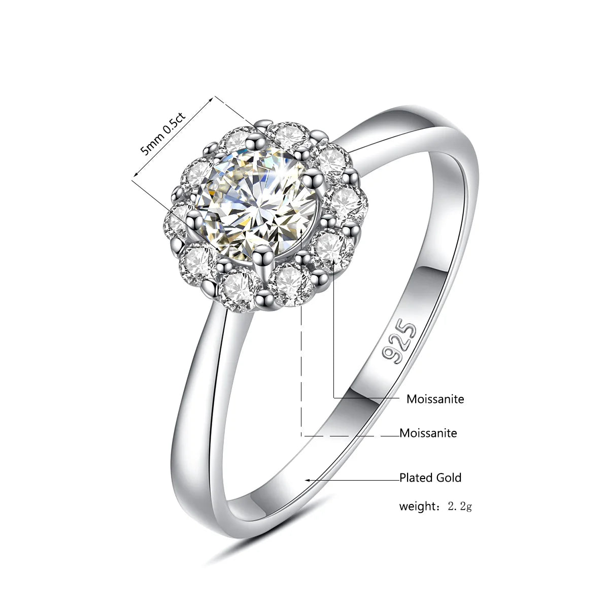 Deva Real 925 Sterling Moissanite Diamond Silver Rings  Silver Info View