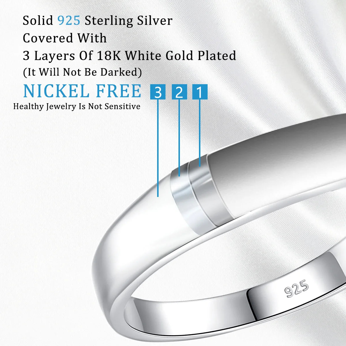 Deva Real 925 Sterling Moissanite Diamond Silver Rings Silver White Background
