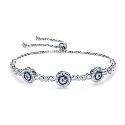 Deva Round Blue Evil Eyes 925 Sterling Silver Bracelets | Fashion Bracelets