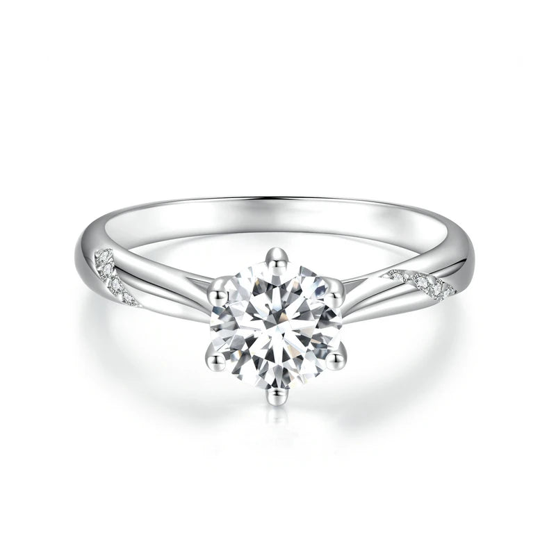 Deva Round Moissanite 925 Sterling Silver Rings