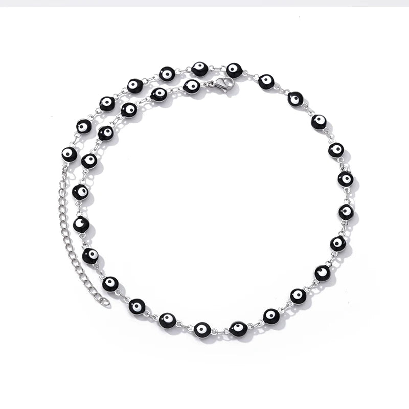 Deva Stainless Steel Evil Eye Fashion Necklaces Black View | Fashion Necklaces