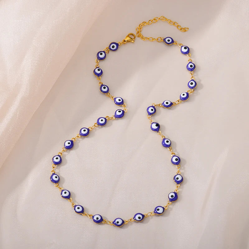 Deva Stainless Steel Evil Eye Fashion Necklaces Blue View