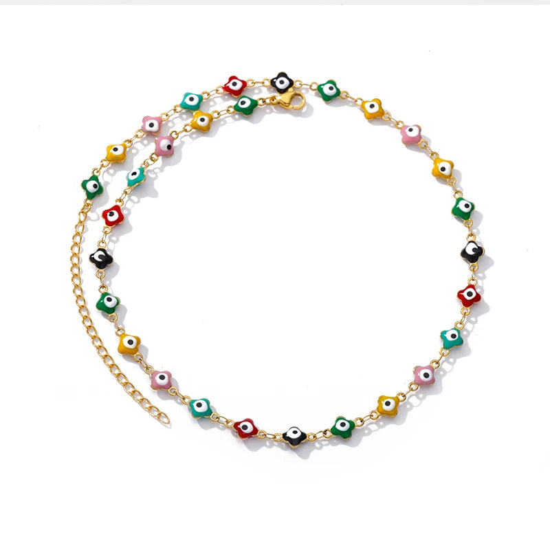 Deva Stainless Steel Evil Eye Fashion Necklaces Front View