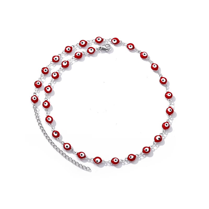 Deva Stainless Steel Evil Eye Fashion Necklaces Silver Red View | Fashion Necklaces