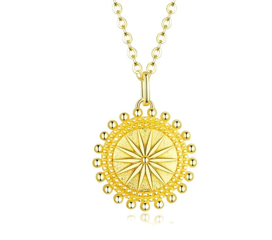 Deva Sun Coin Pendant 100% 925 Sterling Silver  Necklaces | Silver Necklaces