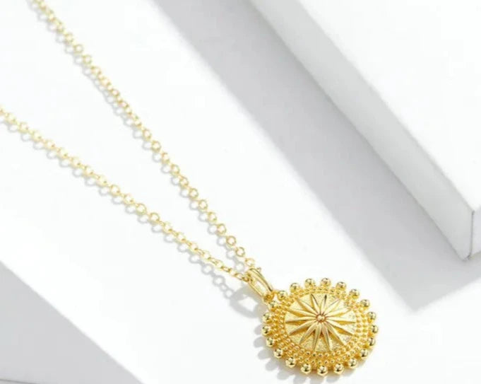 Deva Sun Coin Pendant 100% 925 Sterling Silver  Necklaces | Silver Necklaces