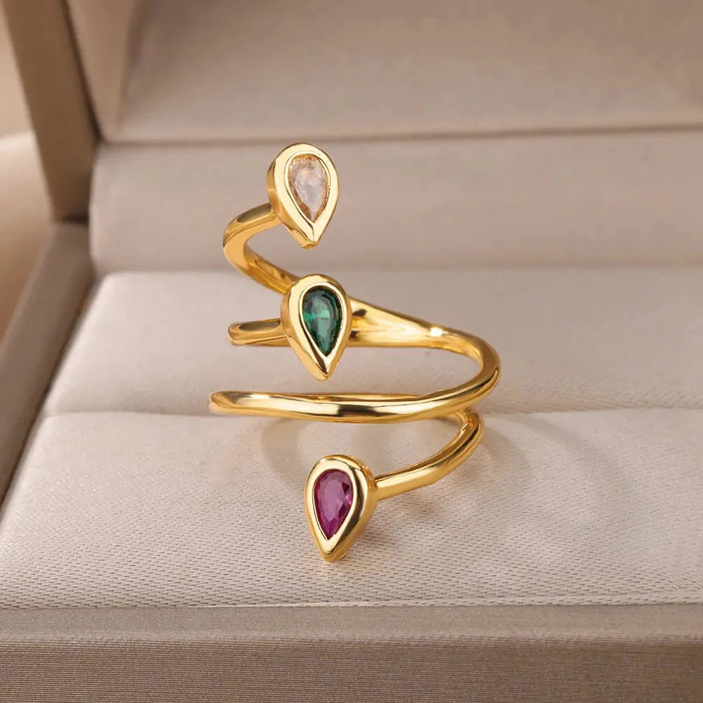 Deva Water Drop Stainless Steel Rings