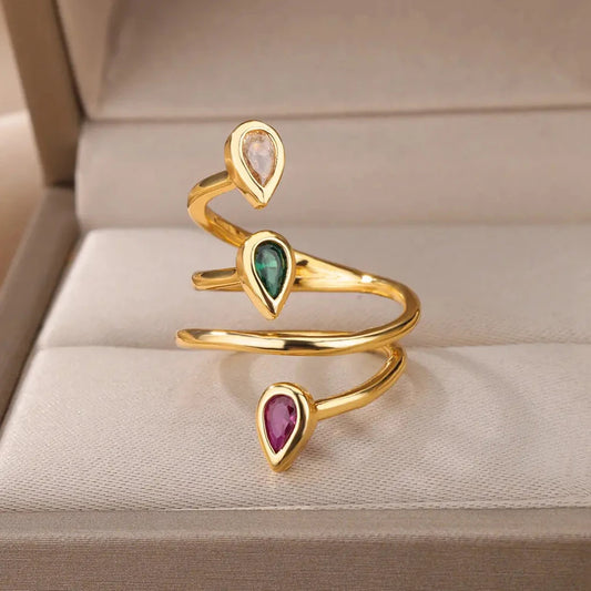 Deva Water Drop Stainless Steel Rings