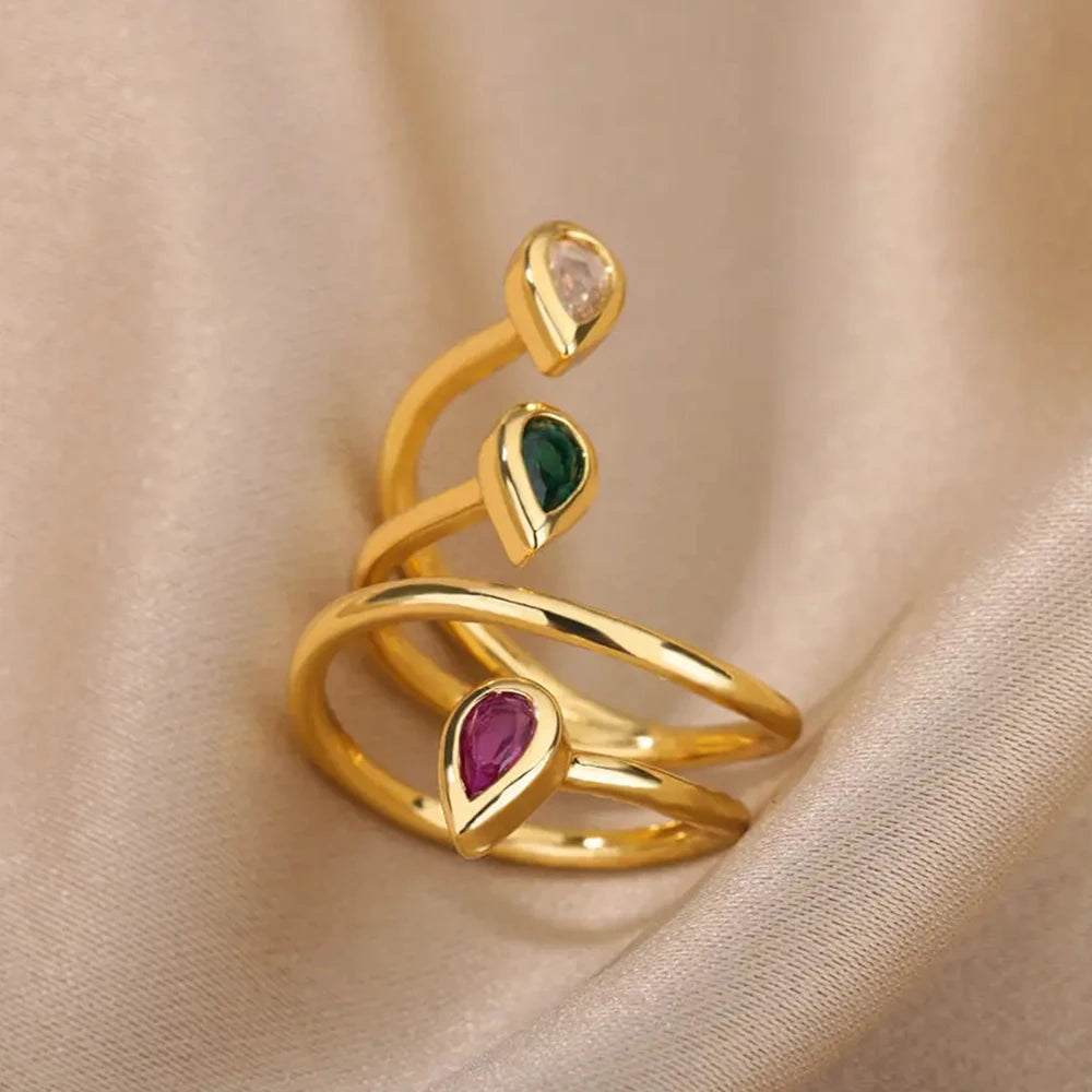 Deva Water Drop Stainless Steel Rings Side View 
